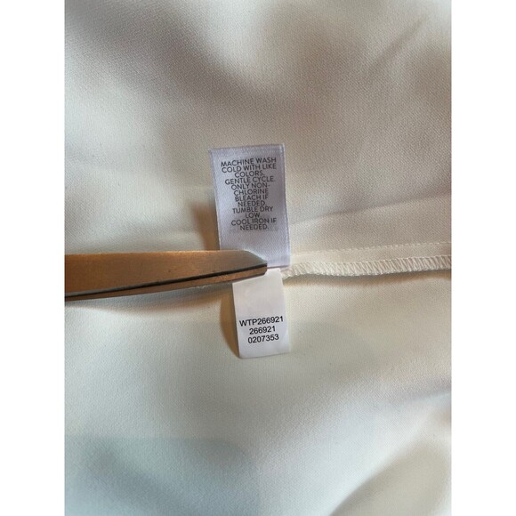 J Jill Wearever Tunic Top White V-Neck Long Sleeve Side Vents Flowy Career L - Picture 5 of 15